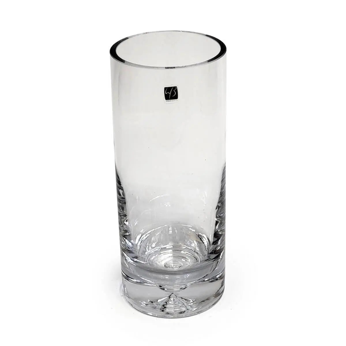 Cylindrical clear glass vase with weighted base and smooth-edged rim, ideal for vertical floral designs. 圓柱形透明玻璃花瓶，厚重瓶底及圓滑瓶口，適合直立式花藝設計。